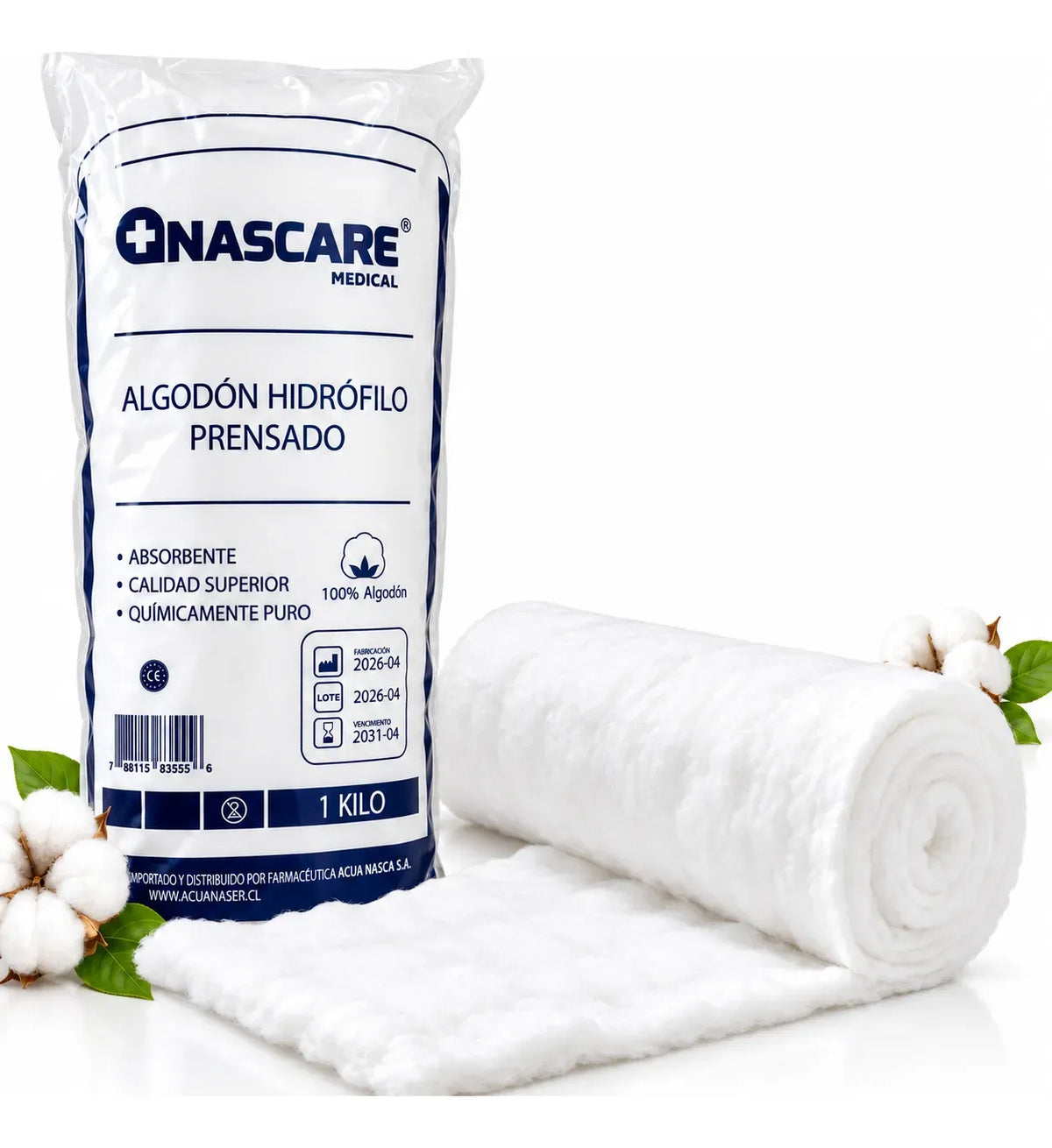 ALGODÓN HIDROFILO ROLLO 1 KILO PREMIUM NASCARE